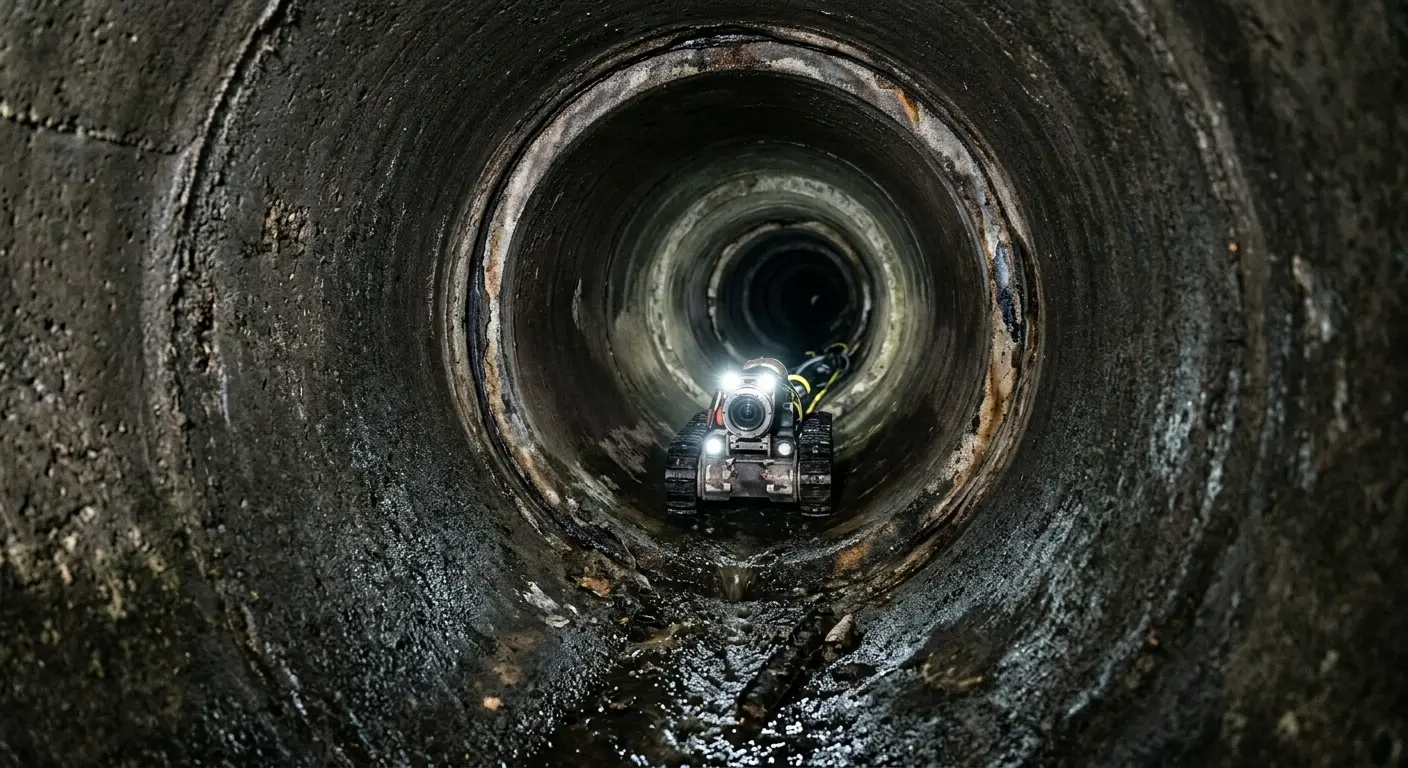Robotic sewer camera inspecting pipe interior for Drain Snake Service in Chena Ridge